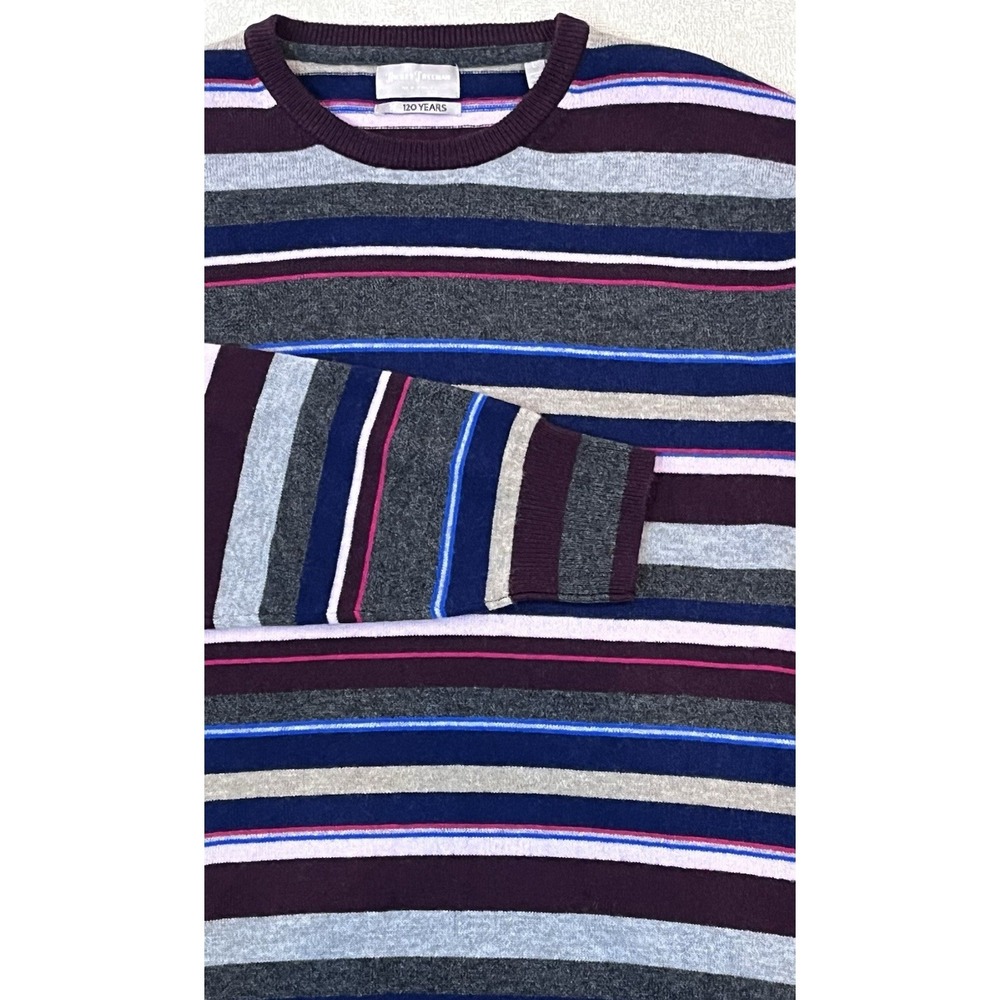 Hickey Freeman Cashmere & Wool Blend Sweater Mens L Crewneck Pullover Striped